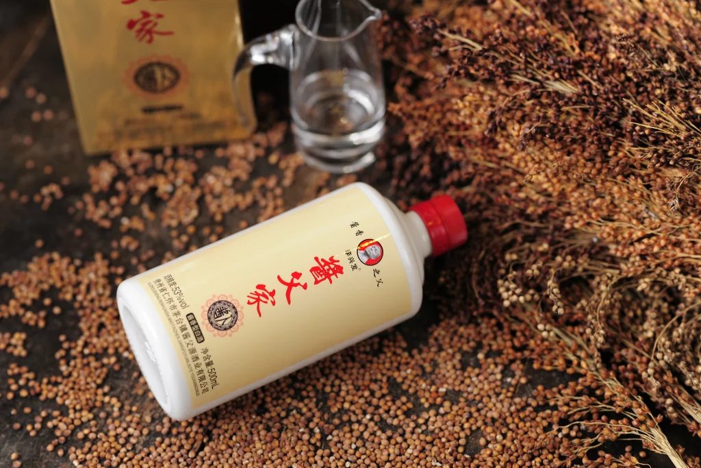 Jiangfujia Classic Baijiu packaging detail showing premium Chinese liquor craftsmanship